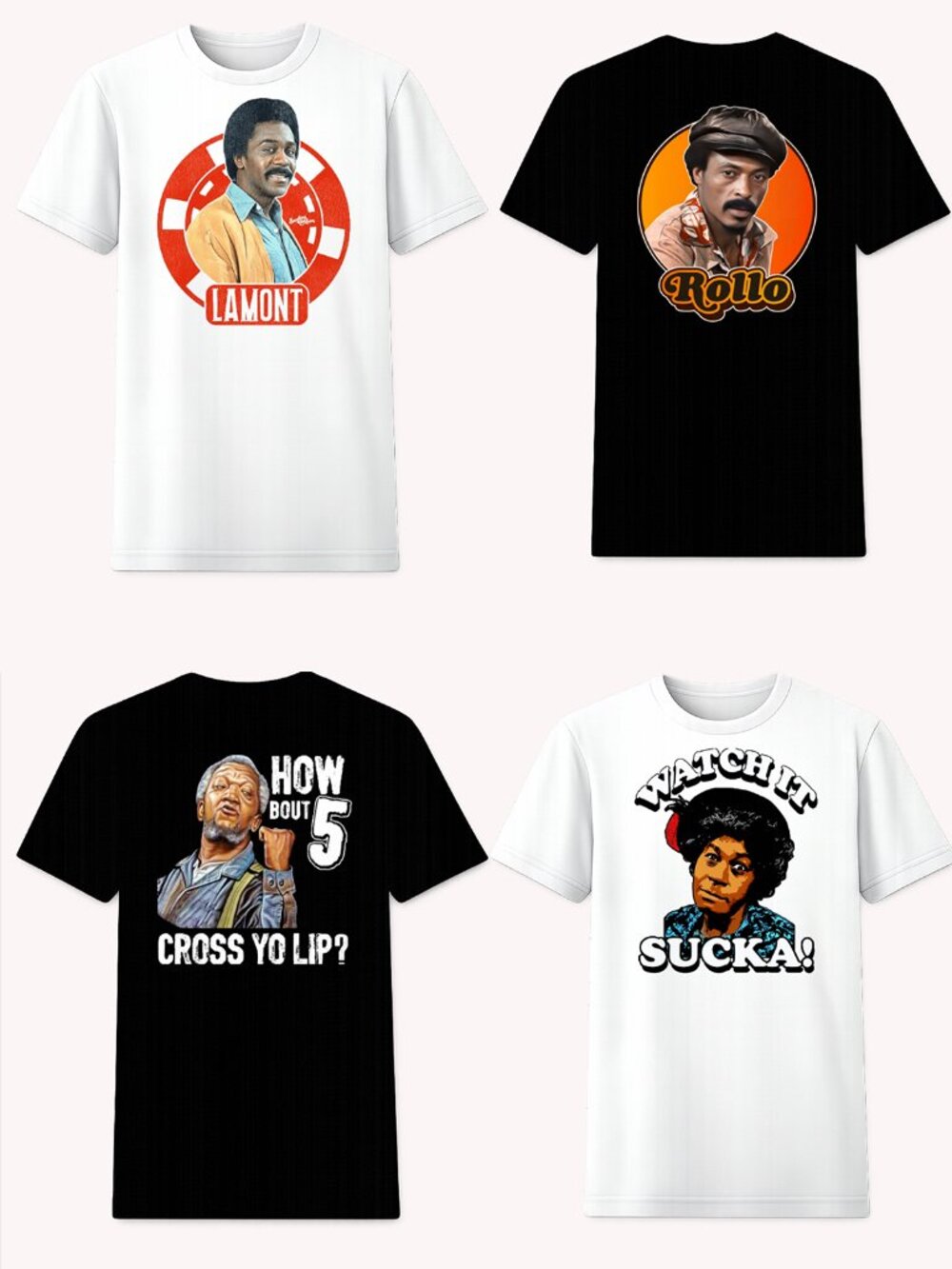 Unisex Sanford and Son 2x Black and White T-shirt Collection